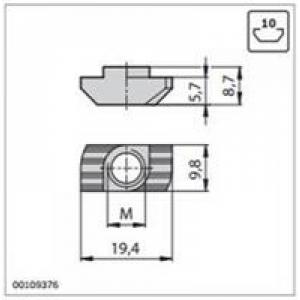 Bosch Rexroth 8981021322, T-Nut, 10mm T-Slot, 10 -32 UNF Thread 8981021322 Rexroth